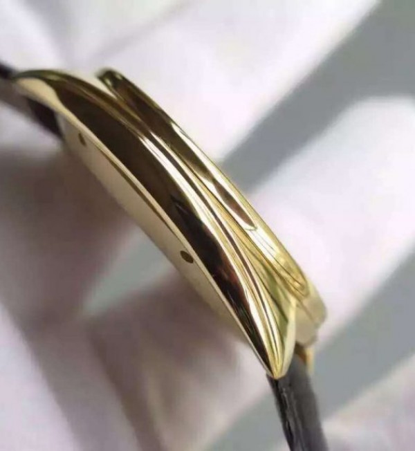 Replica Cartier Cle de Cartier YG White Textured Dial Leather Strap MIYOTA9015