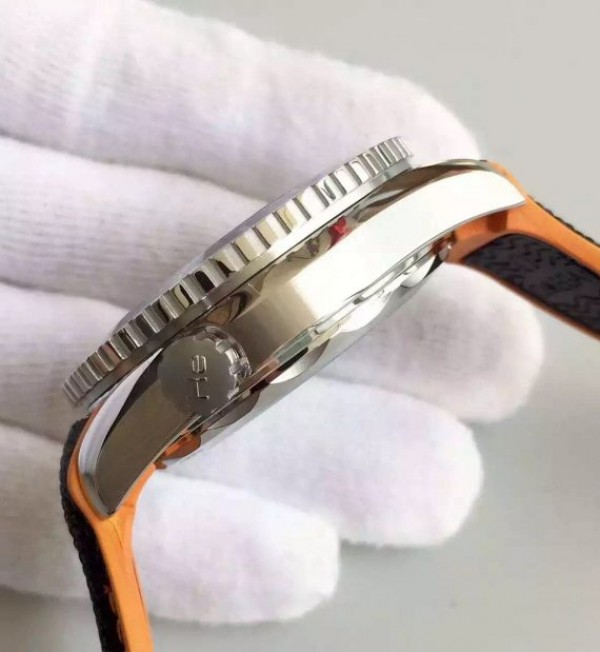 Replica Omega OMF Planet Ocean 42mm Black/Orange Bezel Black Dial Nylon Strap A8900