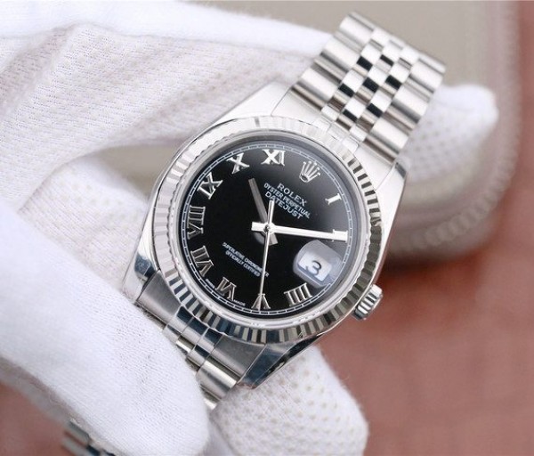 Replica Rolex DateJust 36mm SS 116234 ARF Black Dial Roman Markers 904L SS Bracelet SA3135