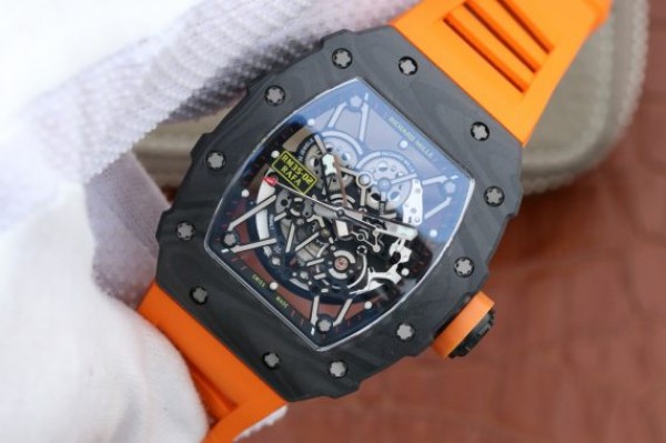 Replica Richard Mille RM035-02 Rafael Nadal FC Titanium Case KVF Skeleton Dial Orange Rubber Strap MIYOTA8215