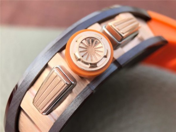 Replica Richard Mille RM011 Felipe Massa RG Chrono Brown Skeleton Dial Orange Rubber Strap A7750