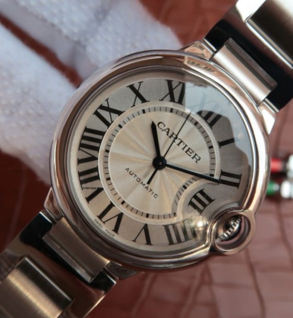 Replica Cartier V6 Ballon Bleu 36mm White Textured Dial SS Bracelet
