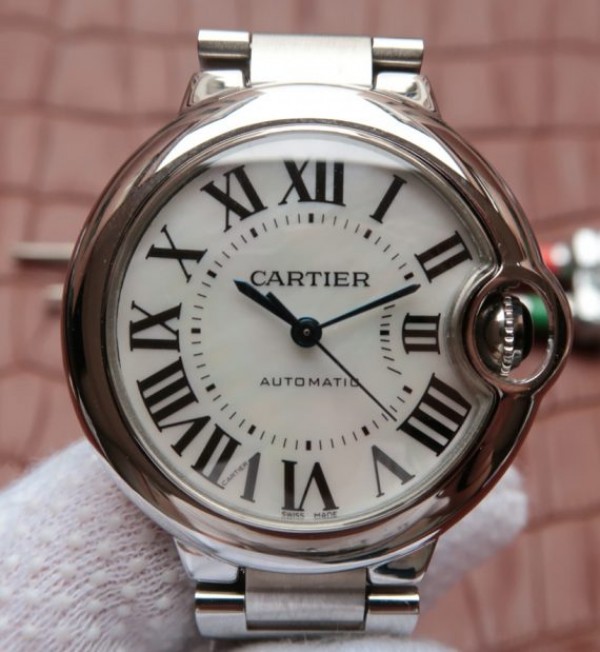 Replica Cartier Ballon Bleu 33mm SS White MOP Dial SS Bracelet