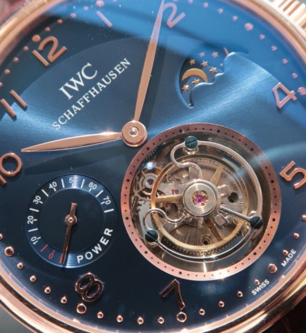 Replica IWC Portuguese Tourbillon Power Reserve Moonphase RG Blue Dial