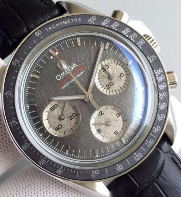 Replica Omega Speedmaster Apollo 17 40th anniversary Gray Dial Leather Strap Manual Winding