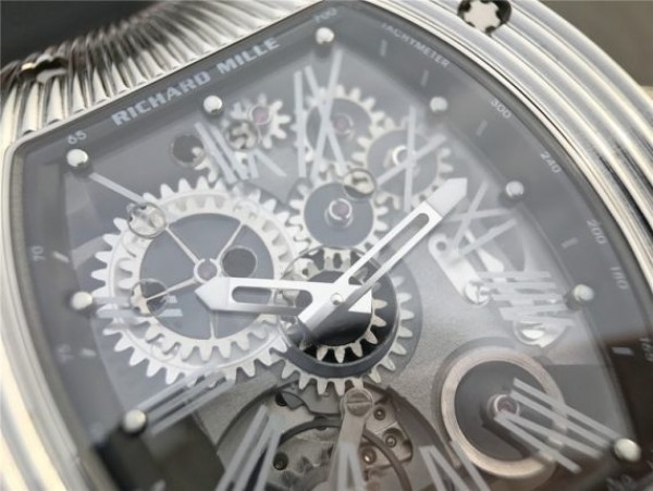 Replica Richard Mille RM018 Hommage a Boucheron SS Black Skeleton Dial Black Rubber Strap 6T51