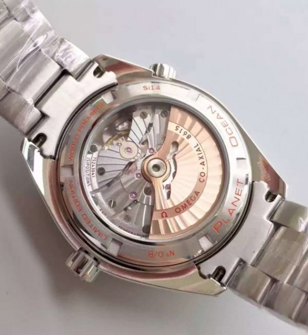 Replica Omega Planet Ocean SS GMT Gray Dial Orange Bezel SS Bracelet A8605