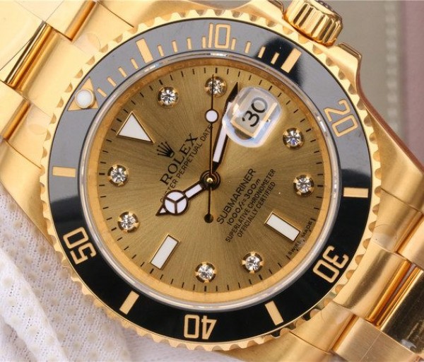 Replica Rolex Submariner 116613 LN Diamonds Markers YG Dial SS/YG Bracelet Eat2836