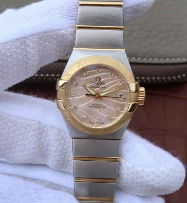 Replica Omega V6 Constellation 27mm YG Dial Diamonds Markers SS/YG Bracelet A8520