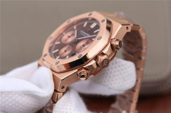 Replica Audemars Piguet Royal Oak Chronograph RG JHF Brown/RG Dial RG Bracelet A7750