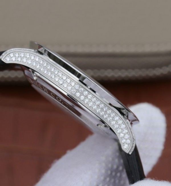 Replica IWC ZF Portuguese Chrono IW371447 Diamonds Bezel Leather Strap
