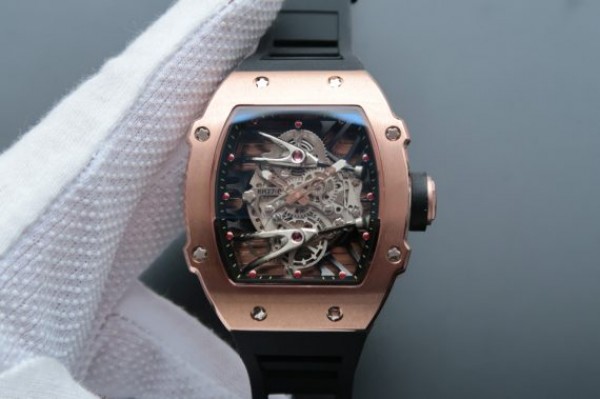 Replica Richard Mille RM027 RG Skeleton Dial Black Rubber Strap 6T51