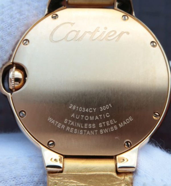 Replica Cartier Ballon Bleu 42mm YG White Dial Leather Strap ETA 2824