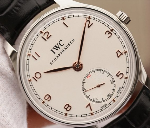 Replica IWC ZF Portuguese IW5454 White Dial Leather Strap RG Hand