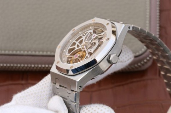 Replica Audemars Piguet Royal Oak Tourbillon Extra-Thin Openworked SS Skeleton Dial SS Bracelet
