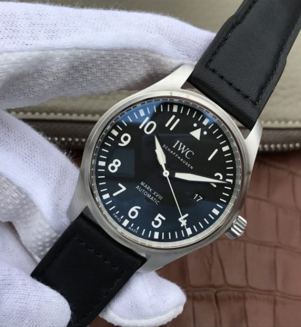 Replica IWC XF Mark XVIII IW327001 Black Dial Leather Strap