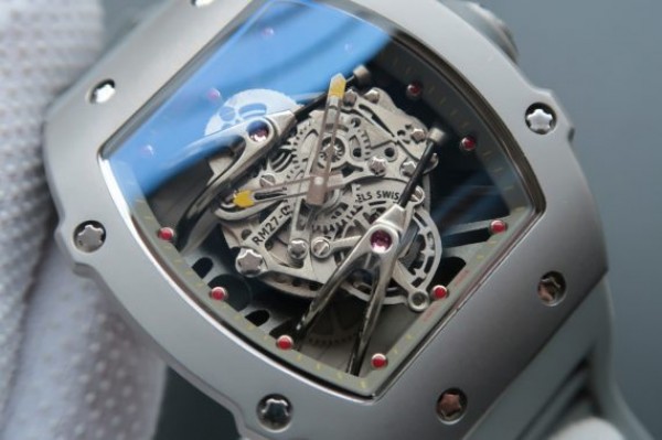 Replica Richard Mille RM027 SS Skeleton Dial Gray Inner Bezel Gray Rubber Strap 6T51