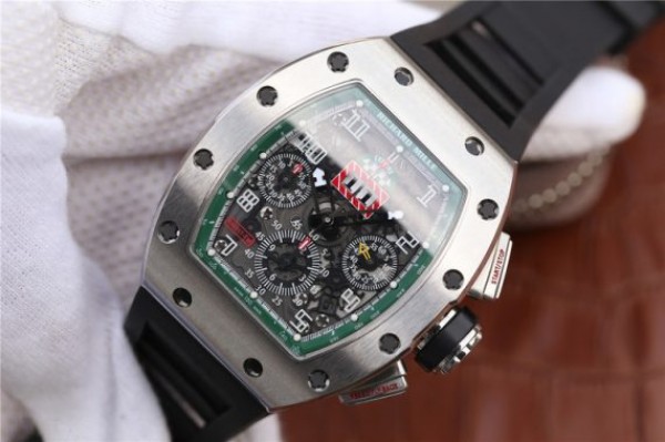 Replica Richard Mille RM011 Green Felipe Massa Dubai Limited Edition Black Rubber Strap A7750