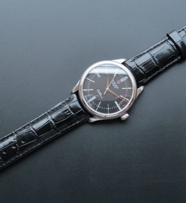 Replica Rolex MK Cellini Time 50509 Black Dial Leather Strap A3165
