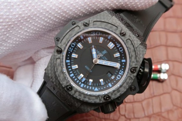Replica Hublot King Power OceanGraphic 4000 CF V6F Blue Markers Rubber Strap A7750