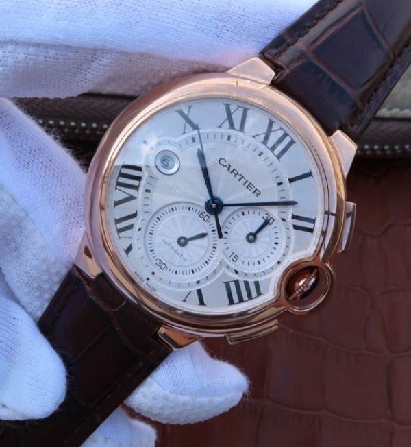 Replica Cartier Ballon Bleu De Cartier Chrono RG White Dial A8101
