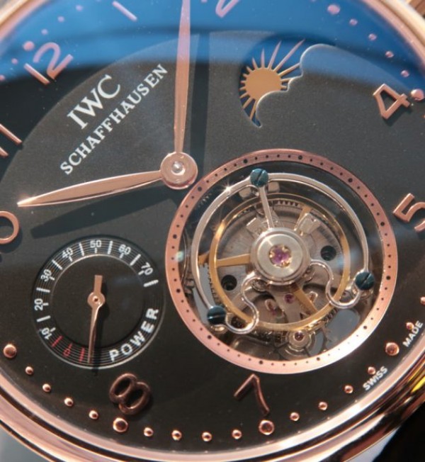 Replica IWC Portuguese Tourbillon Power Reserve RG Moonphase Black Dial