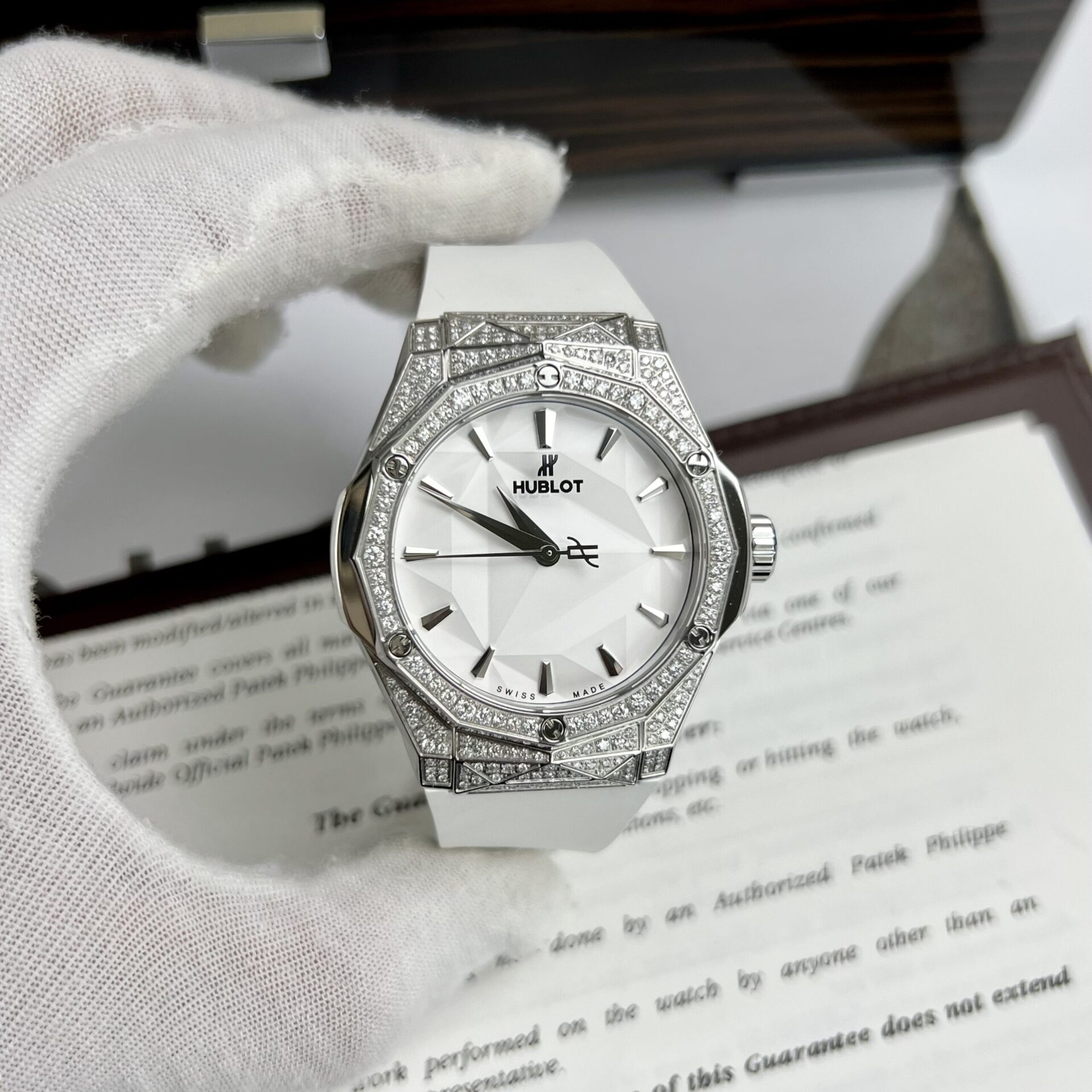 Hublot Orlinski Replica Watch White Dial Custom Moissanite Diamonds APS Factory 40mm