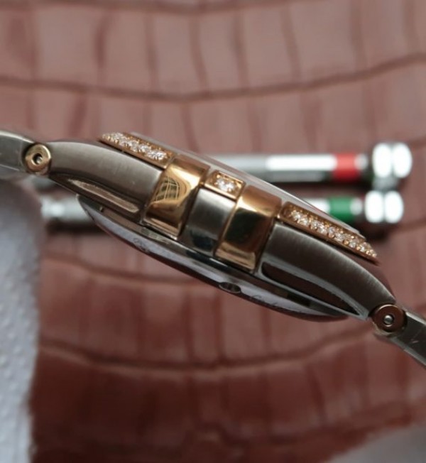 Replica Omega V6 Constellation 35mm SS White Dial Diamonds   Bezel Markers RG Bezel A2500