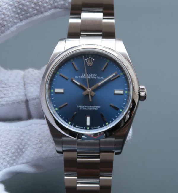 Replica Rolex Oyster Perpetual 39mm 114300 Blue Dial on SS Bracelet SH3132