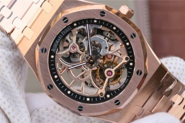 Replica Audemars Piguet Royal Oak Tourbillon Extra-Thin Openworked RG Skeleton Dial RG Bracelet