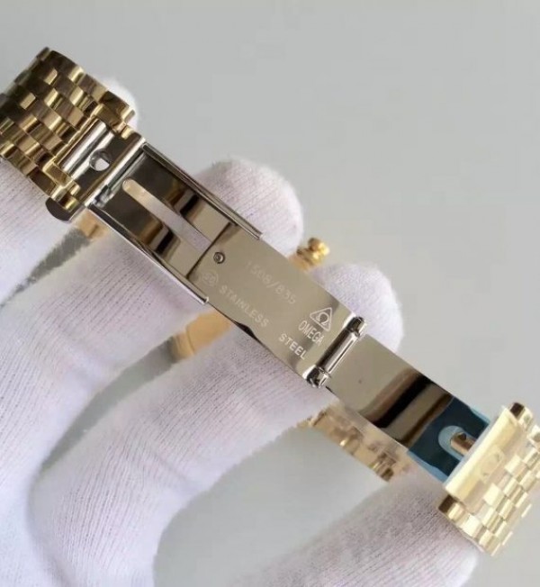 Replica Omega MK De Ville 39.5mm White Dial YG Case SS Bracelet A2824