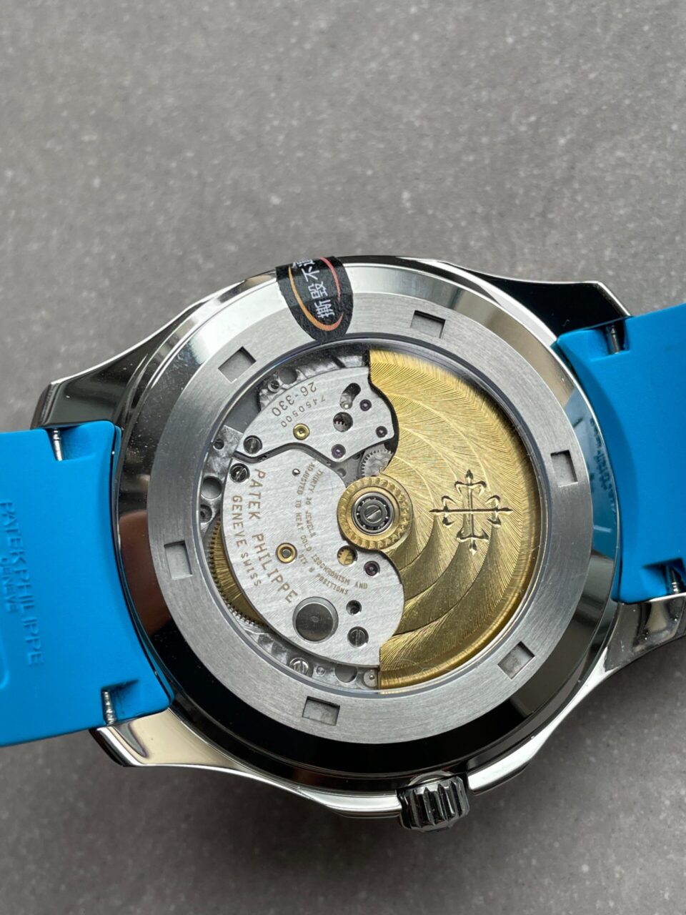 Replica PATEK PHILIPPE Aquanaut 5168G 42mm SS 3KF 1:1 Best Edition Black Dial on Light Blue Rubber Strap A324 V2