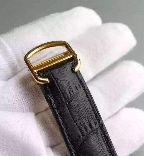 Replica Cartier Cle de Cartier YG White Textured Dial Leather Strap MIYOTA9015