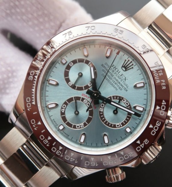 Replica Rolex Daytona 116506 Brown Ceramic Bezel Deep Ice Blue Dial SS Bracelet A4130