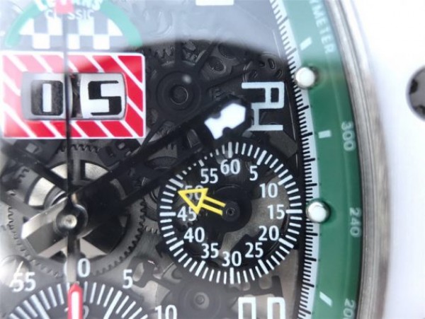 Replica Richard Mille RM011 White Ceramic Felipe Massa Green Inner Bezel White Rubber Strap A7750