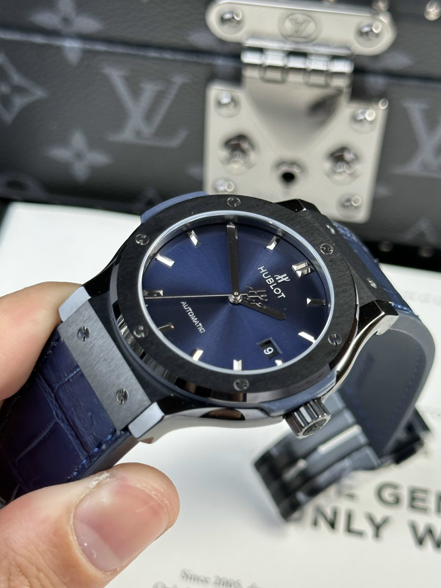 Hublot Classic Fusion Replica Watch Ceramic Refined Blue Dial 42mm