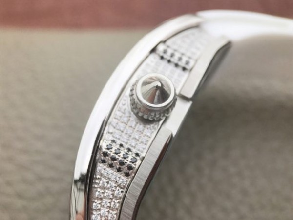 Replica Richard Mille RM 007 Lady SS Diamonds Black Inner Bezel White Rubber Strap 6T51
