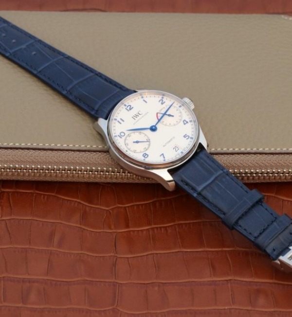 Replica IWC ZF Portuguese IW500705 White Dial Blue Markers Leather Strap V3