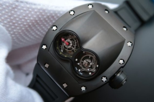 Replica Richard Mille RM053 PVD Fake Tourbillon Skeleton Dial Black Rubber Strap A2824