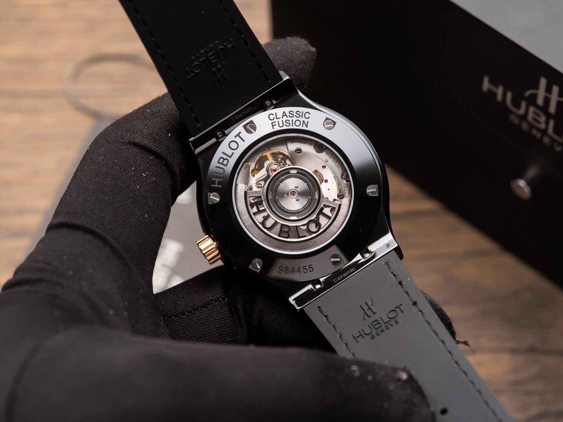 Hublot Classic Fusion Ceramic Demi Rose Replica Watch Leather Strap GSF 42mm