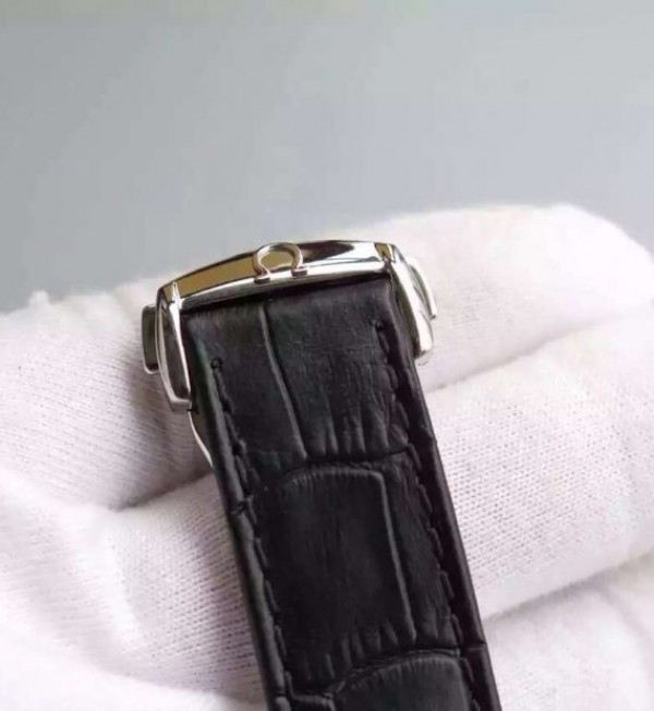 Replica Omega V6F De Ville Hour Vision Co-Axial 41mm SS Black Dial Black Leather Strap A8500