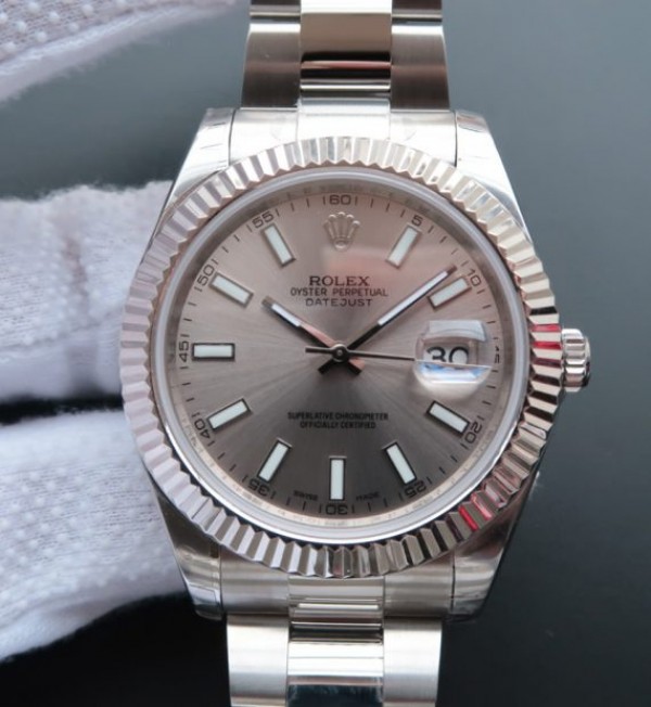 Replica Rolex DateJust II SS Fluted Bezel Gray Dial SS Bracelet A3136