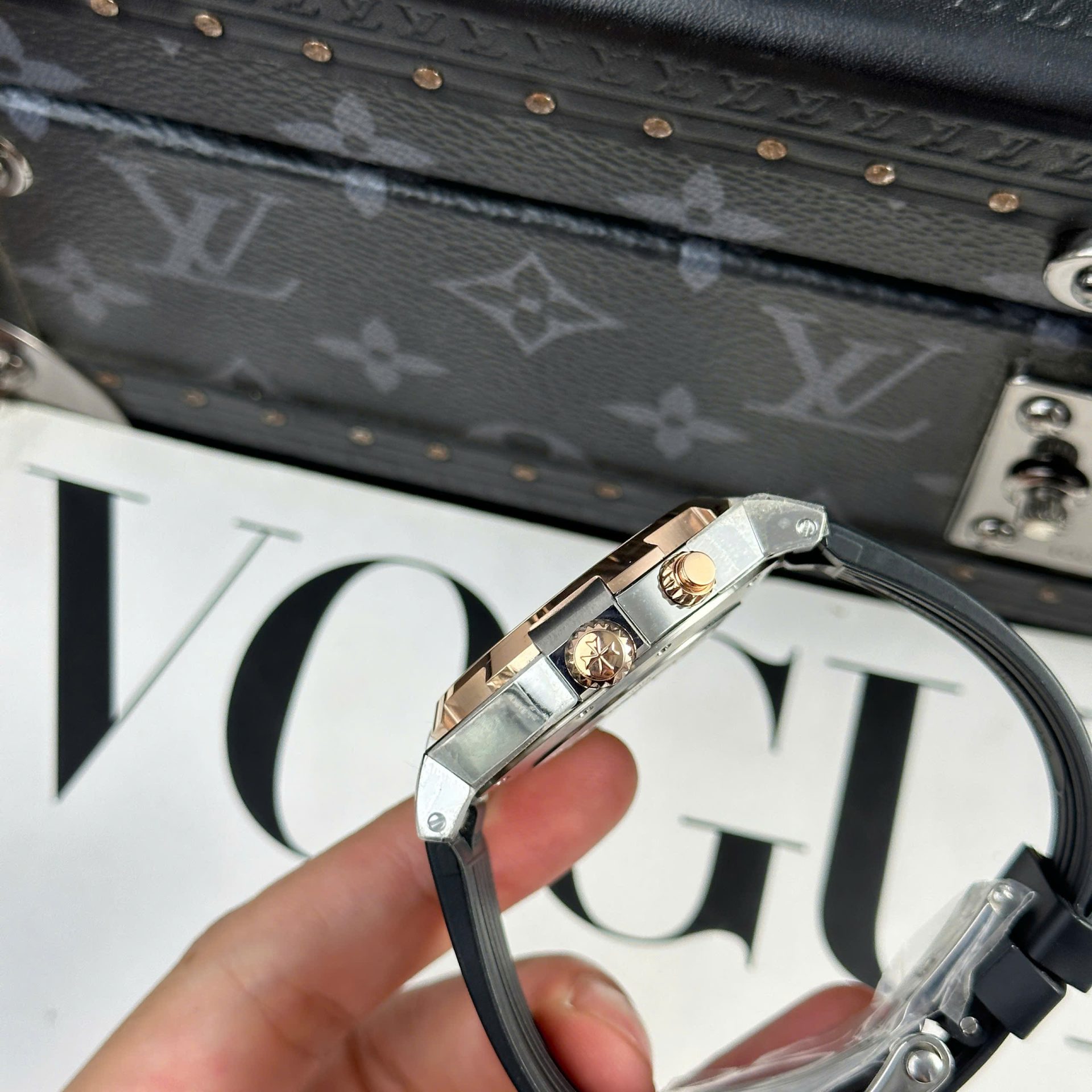 Vacheron Constantin Copies Watch Overseas Dual Time 47450 Demi Rose Gold 9F Factory 42mm