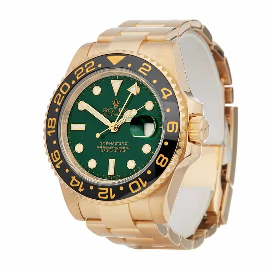 Rolex GMT-Master II 11678LN Yellow Gold Green Dial oyster Replica