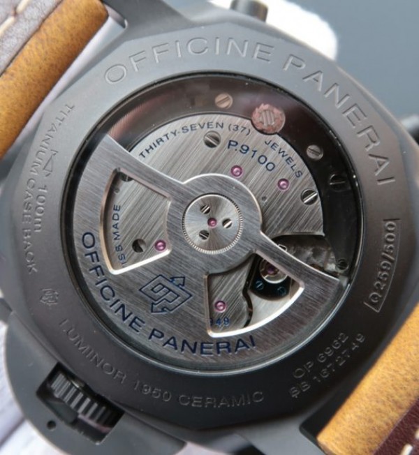 Replica Panerai XF PAM580 Real Ceramic Black Dial Asso Strap P.9100