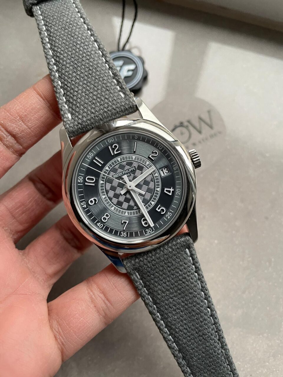 Replica PATEK PHILIPPE Calatrava 6007A-001 SS ZF 1:1 Best Edition Grey Dial on Grey Leather Strap A324CS