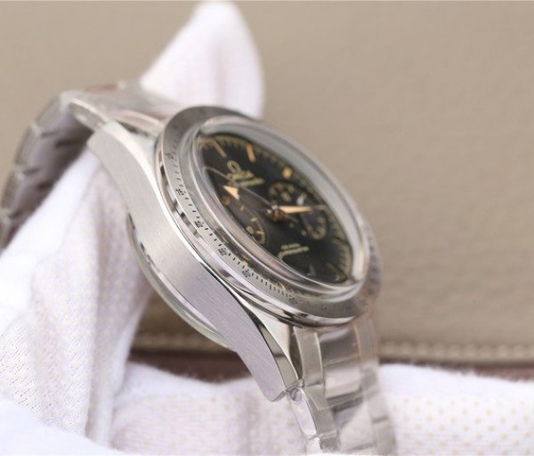 Replica Omega OMF Speedmaster 57 Co-Axial Black Dial Brown Markers SS Bracelet A9300
