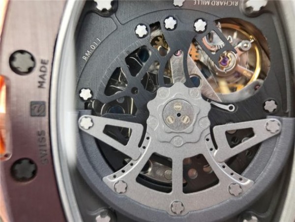 Replica Richard Mille RM011 Felipe Massa RG Chrono Brown Skeleton Dial Orange Rubber Strap A7750