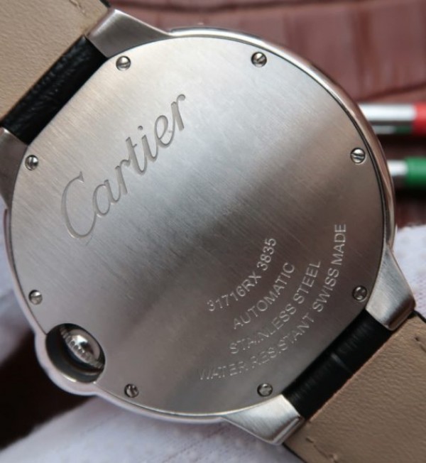 Replica Cartier JF Ballon Bleu 42mm White Textured Dial Black Leather Strap MIYOTA9015