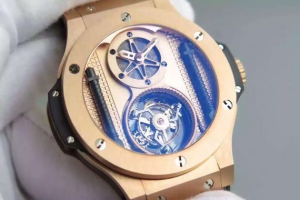 Replica Hublot Big Bang 44mm Vendome Real Tourbillon Rose Gold Black Gummy